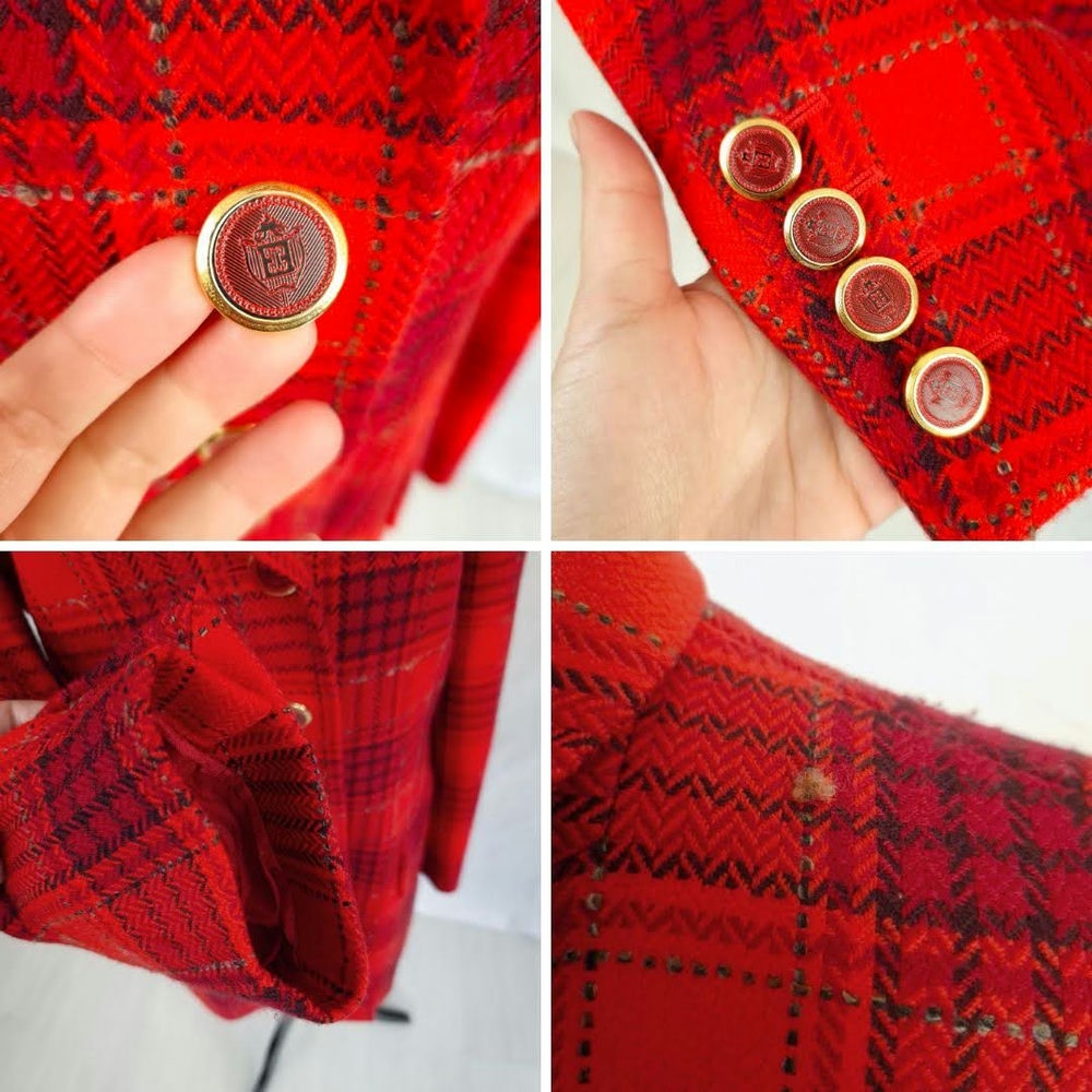Escada giacca rossa scozzese lunga 1990s - immagine 12