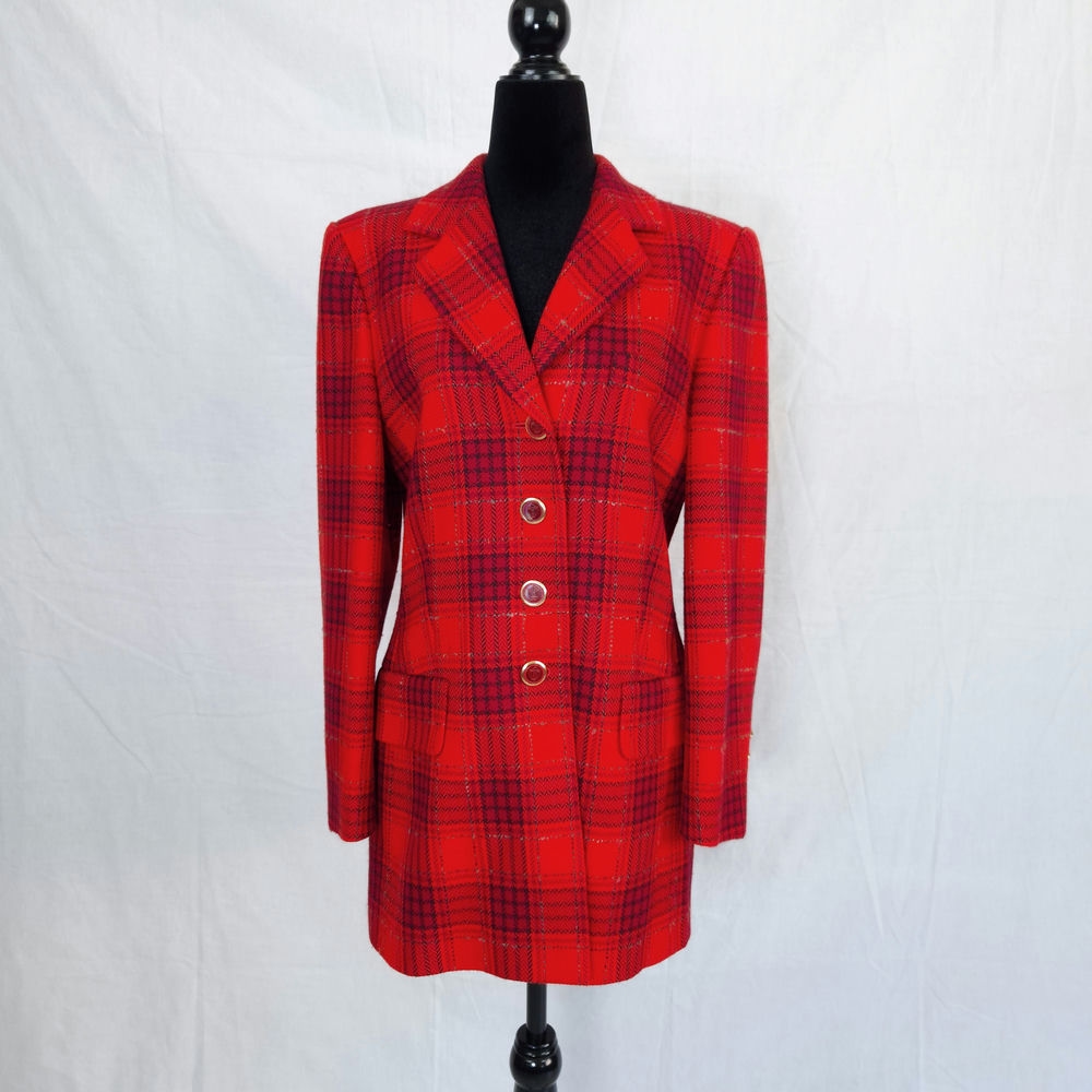 giacca lunga scozzese rossa