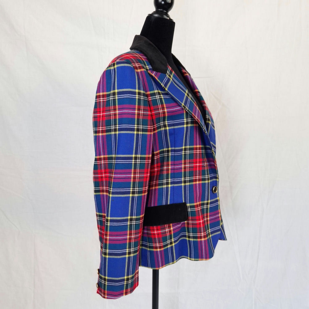 giacca tartan blu
