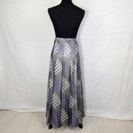 Gonna sartoriale vintage 70s con fantasia argento e viola