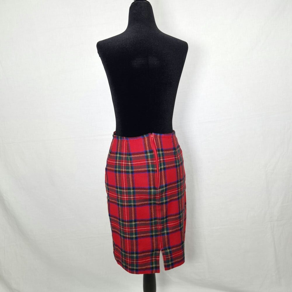 Gonna tartan vintage 90s con fantasia rossa