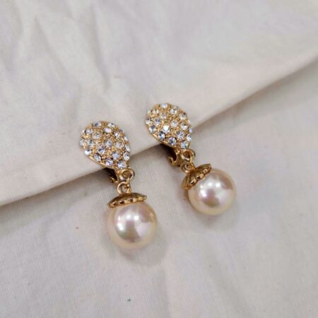 Orecchini pendenti con perla vintage anni 80