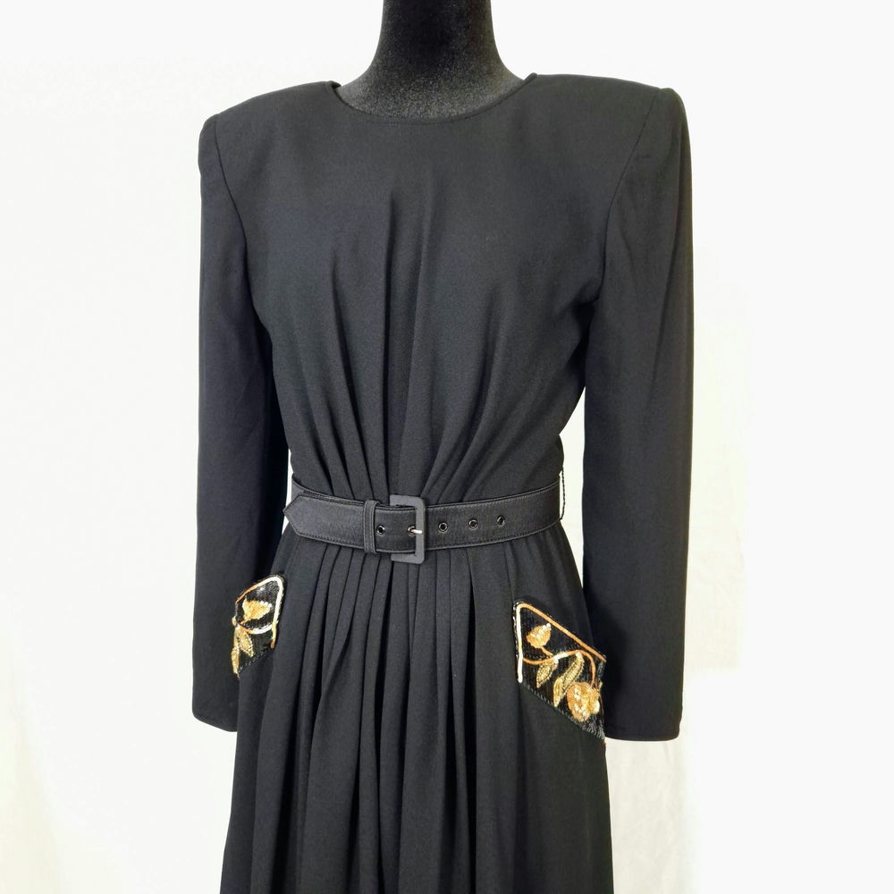 Valentino Night vestito nero con cintura - immagine 2