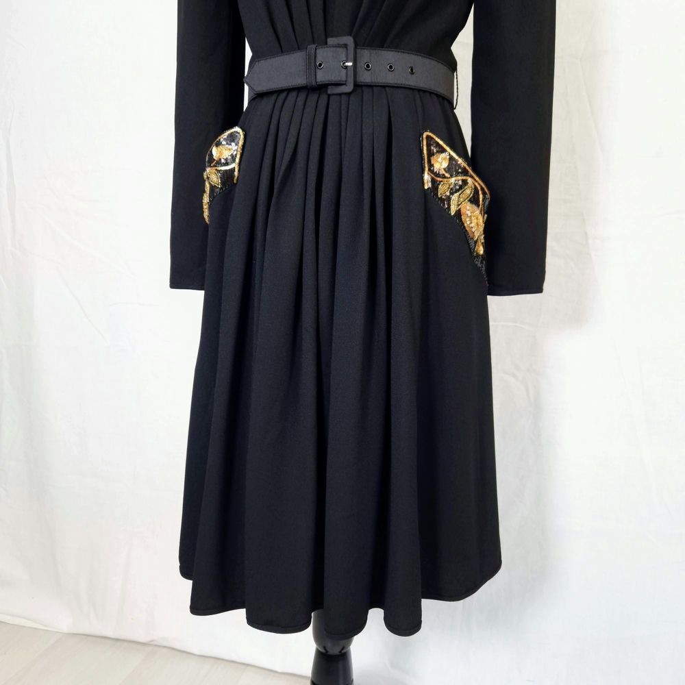 Valentino Night vestito nero con cintura - immagine 5