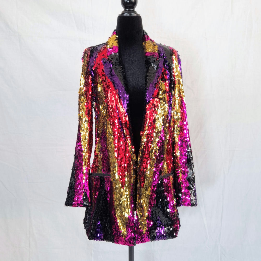 giacca con paillettes multicolore