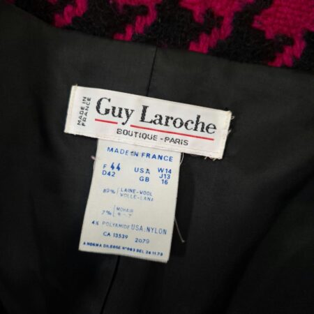 Guy Laroche giacca rosa e nera in lana 1980s