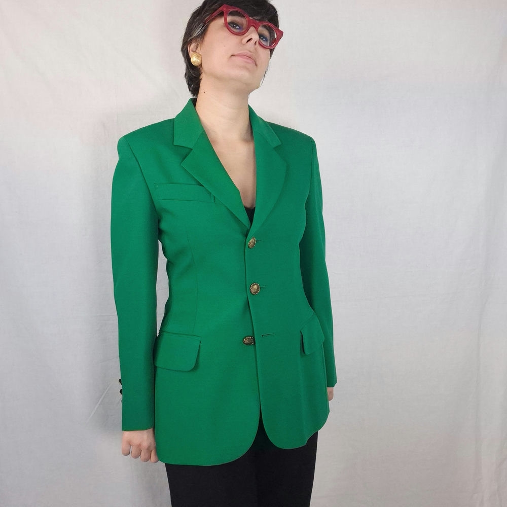 Moschino Cheap and Chic giacca verde in lana 1990s - immagine 2