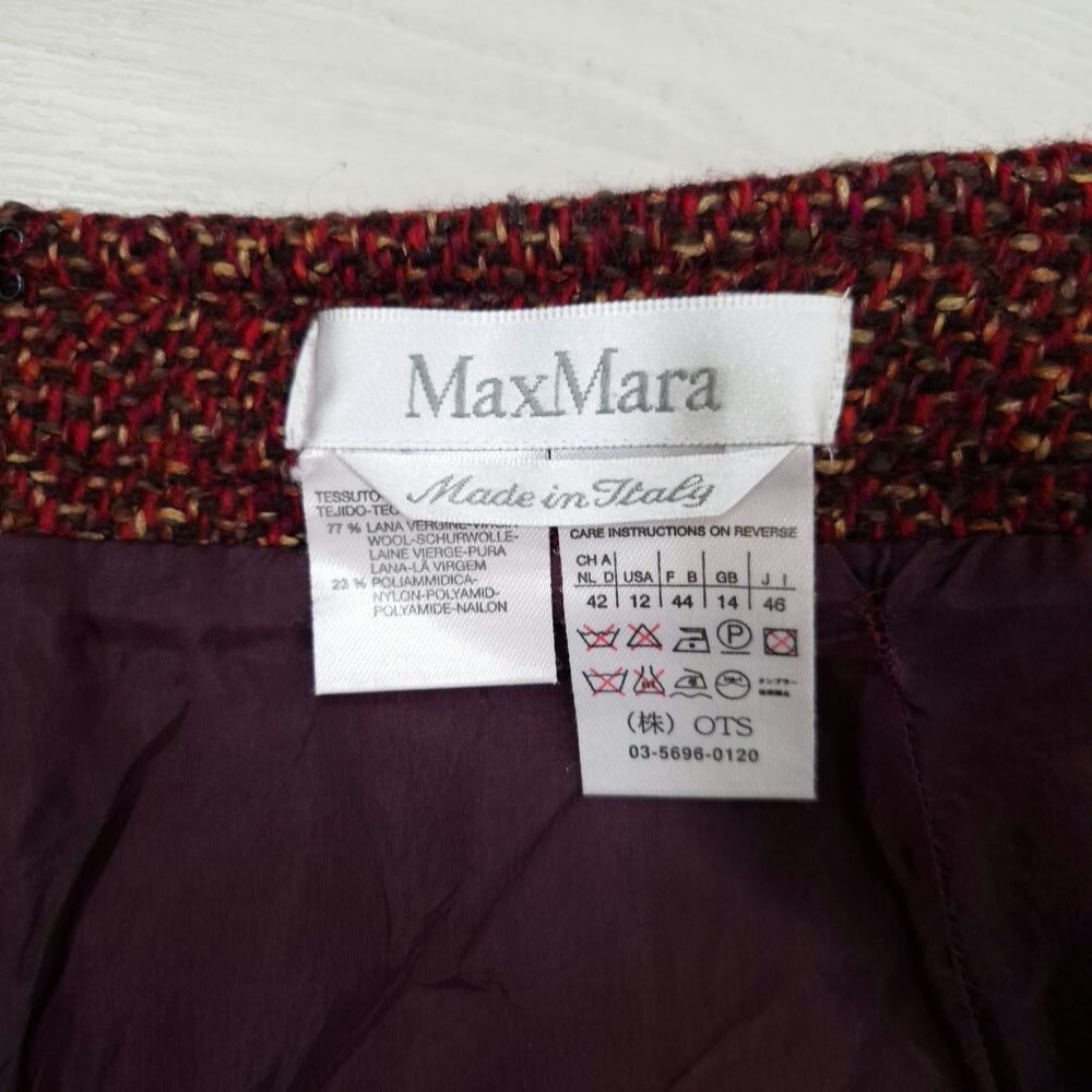 Max Mara gonna rossa melange in lana