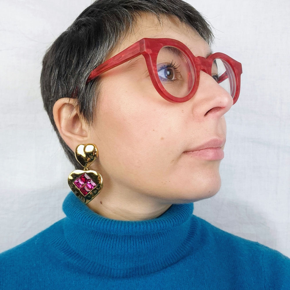 YSL orecchini pendenti con cuori 90s