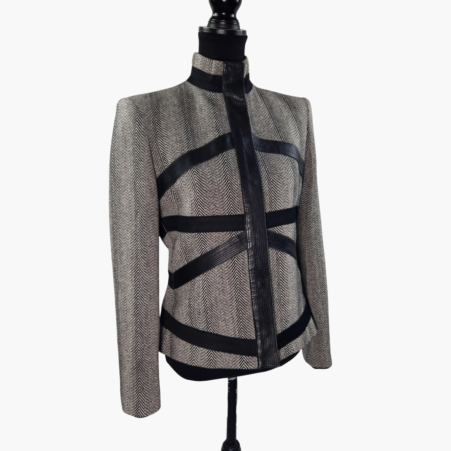 Giubbotto Versace grigio con inserti in pelle