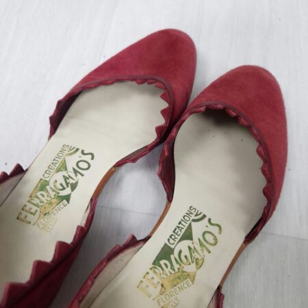 Ferragamo ballerine bordeaux in pelle scamosciata