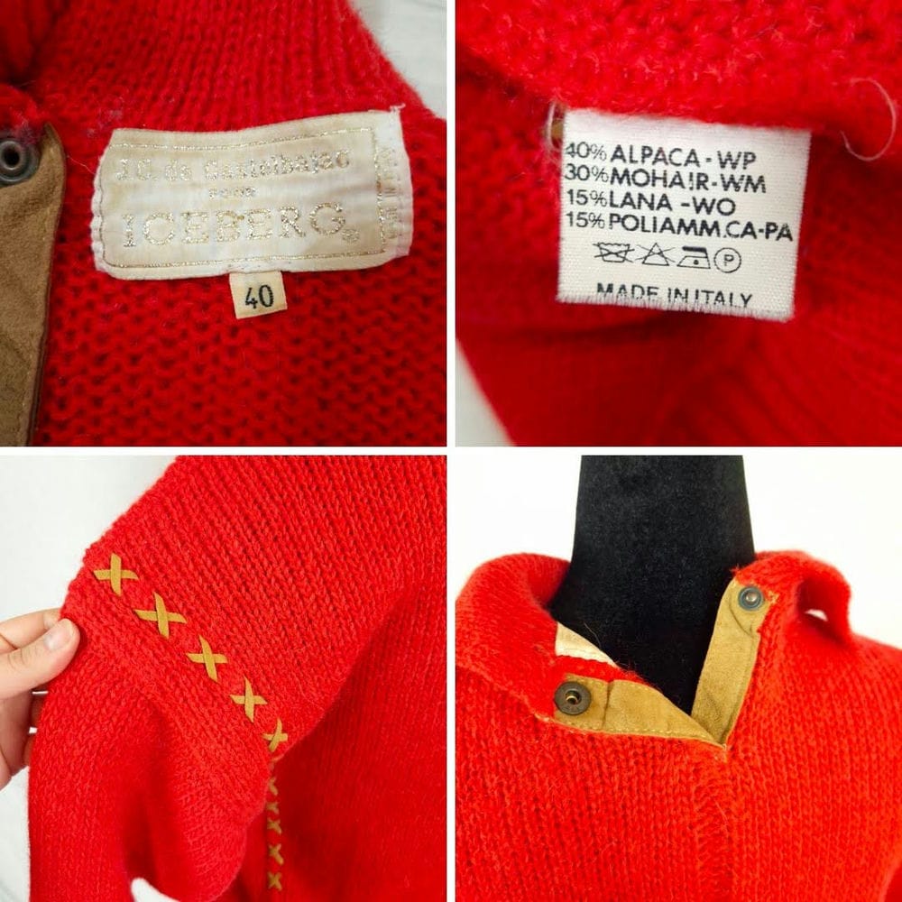 JCdC pour Iceberg maglione rosso in alpaca con inserti in pelle - immagine 8