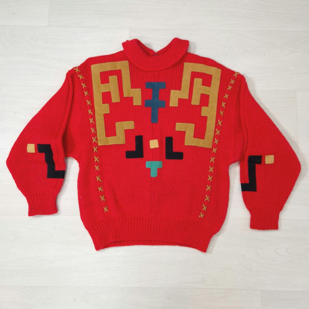 JCdC pour Iceberg maglione rosso in alpaca con inserti in pelle - immagine 6