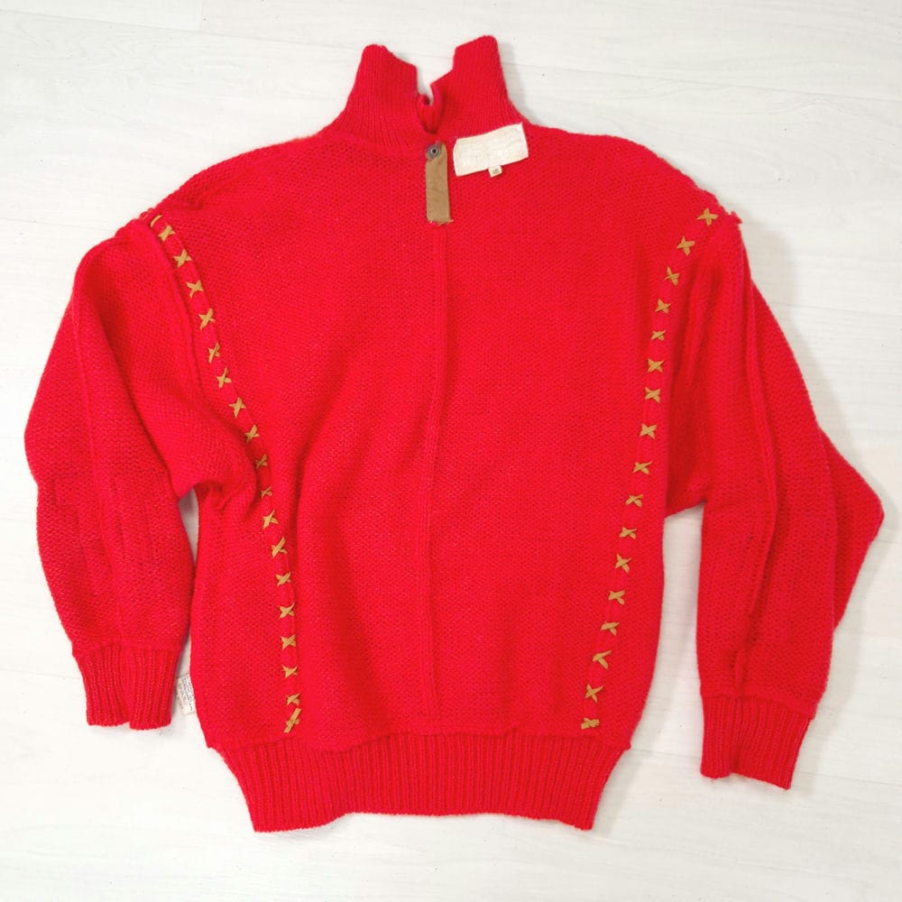 JCdC pour Iceberg maglione rosso in alpaca con inserti in pelle - immagine 9