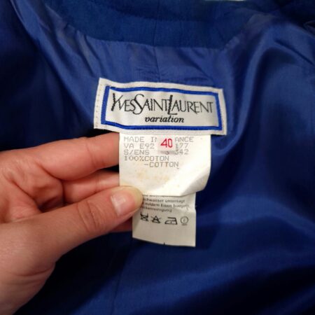 YSL tailleur gonna blu in cotone piquet