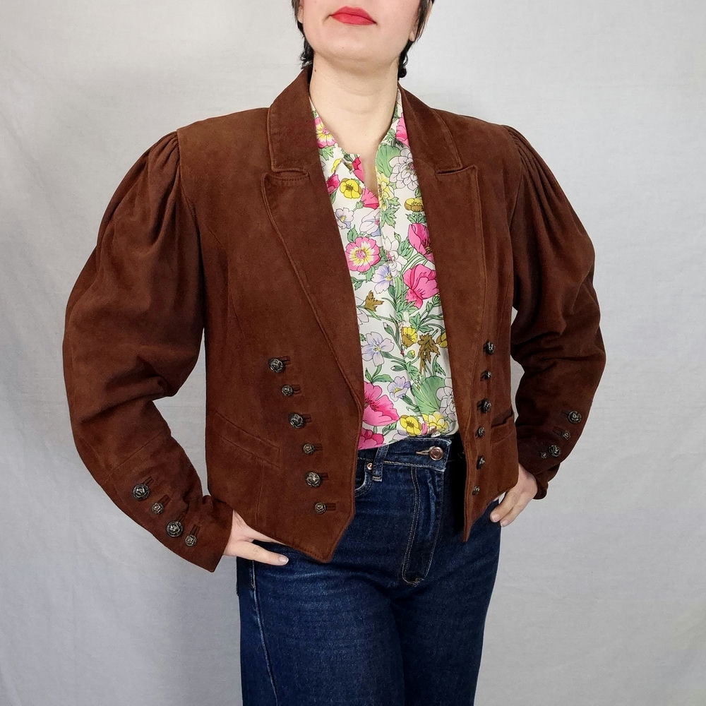 Giacca scamosciata marrone vintage anni '80