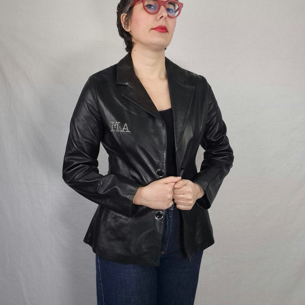 Anna Molinari Blumarine blazer in pelle anni '90