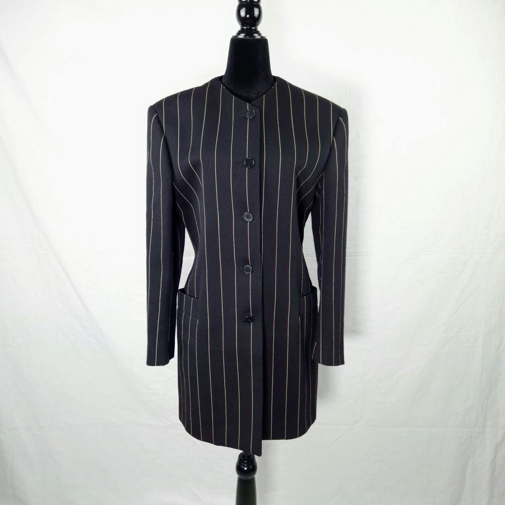 giacca lunga gessata