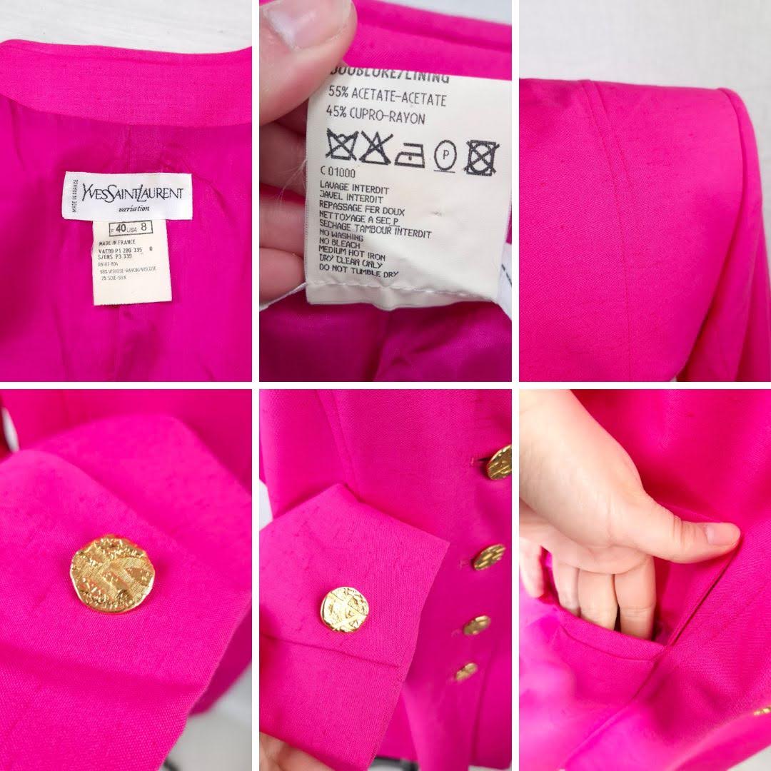 YSL Variation giacca rosa lunga con bottoni dorati 1999 - immagine 12