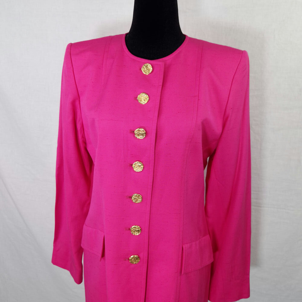 YSL Variation giacca rosa lunga con bottoni dorati 1999 - immagine 3