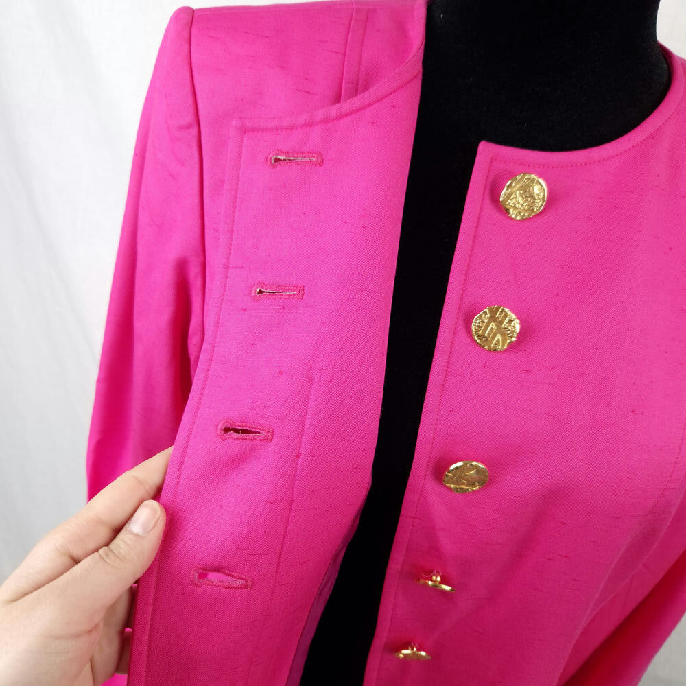 YSL Variation giacca rosa lunga con bottoni dorati 1999 - immagine 10