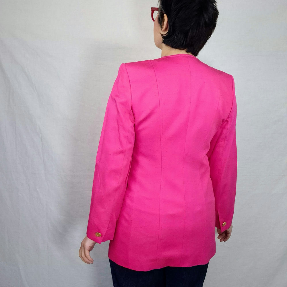 YSL Variation giacca rosa lunga con bottoni dorati 1999 - immagine 6