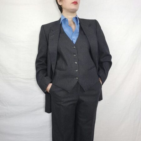 Tailleur pantalone manlike con gilet anni 80s