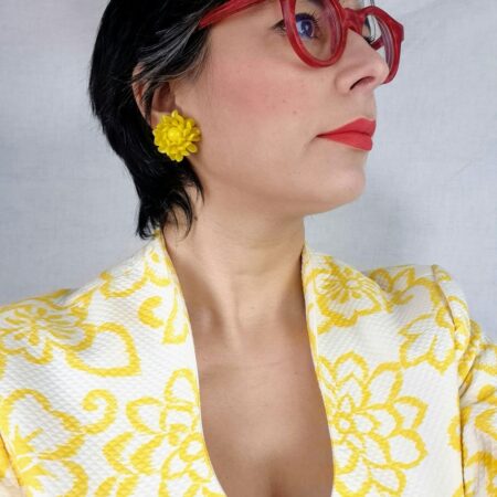 Orecchini gialli a fiore vintage 1960s