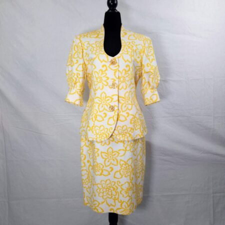 Guy Laroche completo giallo a fiori vintage 1990s