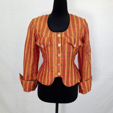Giacca arancione a quadretti
