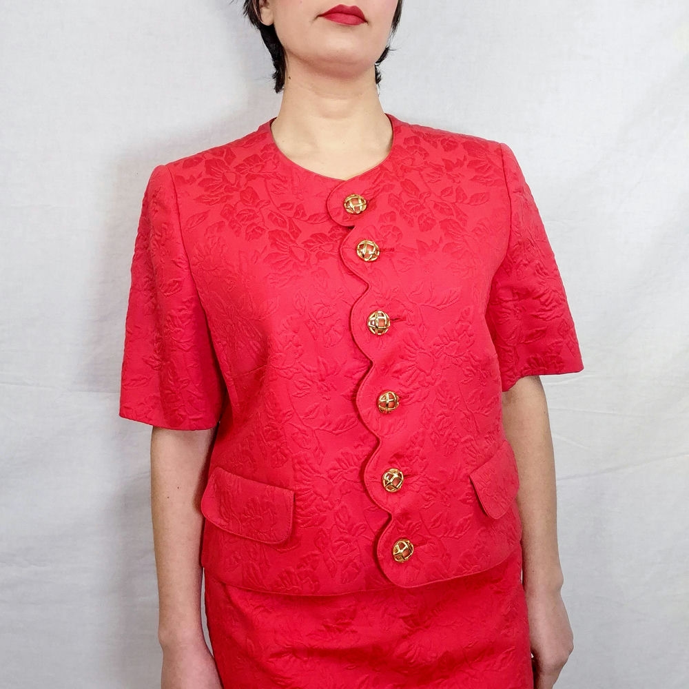red skirt suit