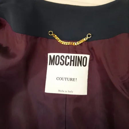 Moschino Couture giacca blu navy con drappeggio