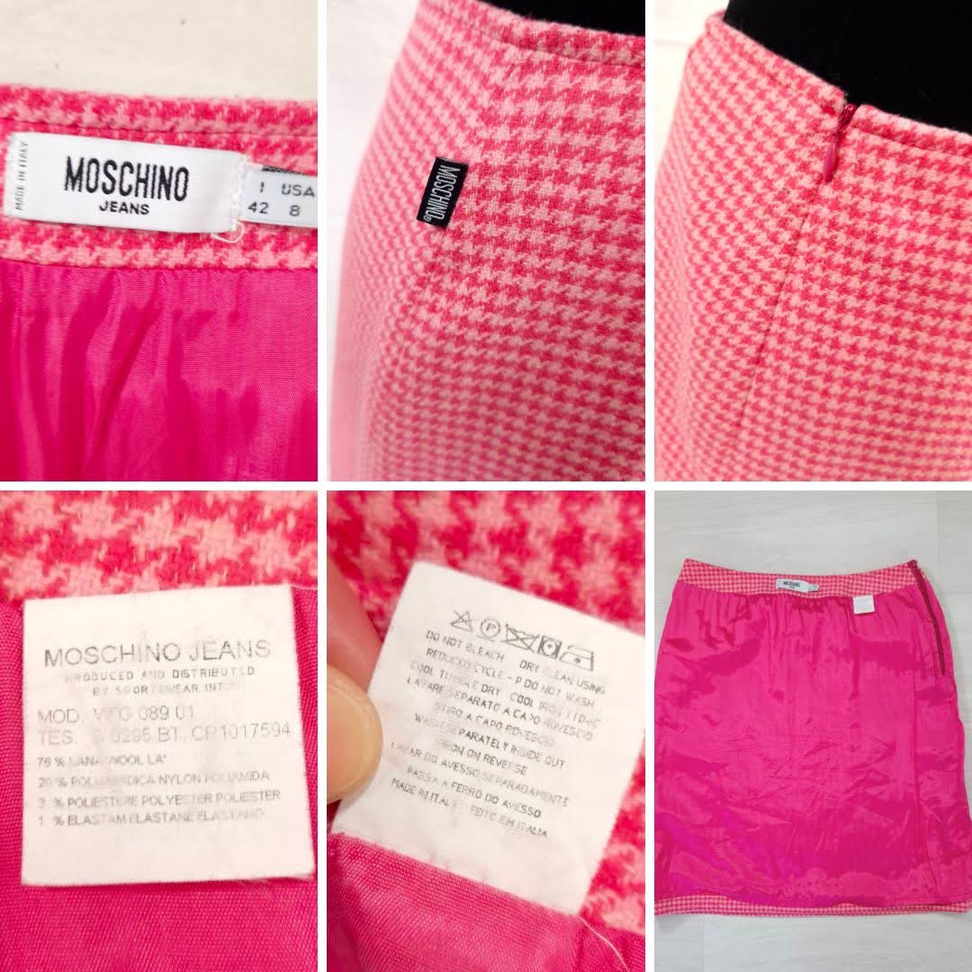 Moschino Jeans gonna rosa pied de poule con cuori - immagine 6