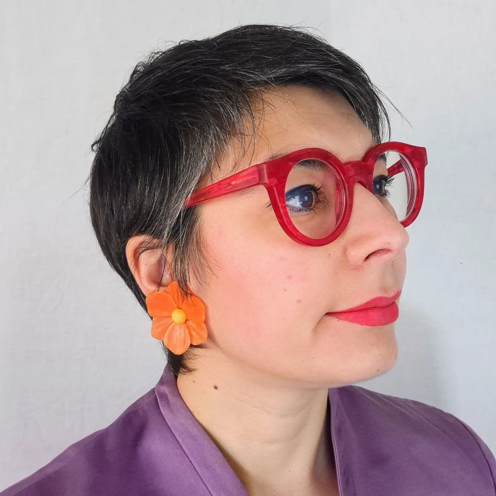Orecchini arancioni a fiori vintage anni '50 - immagine 3