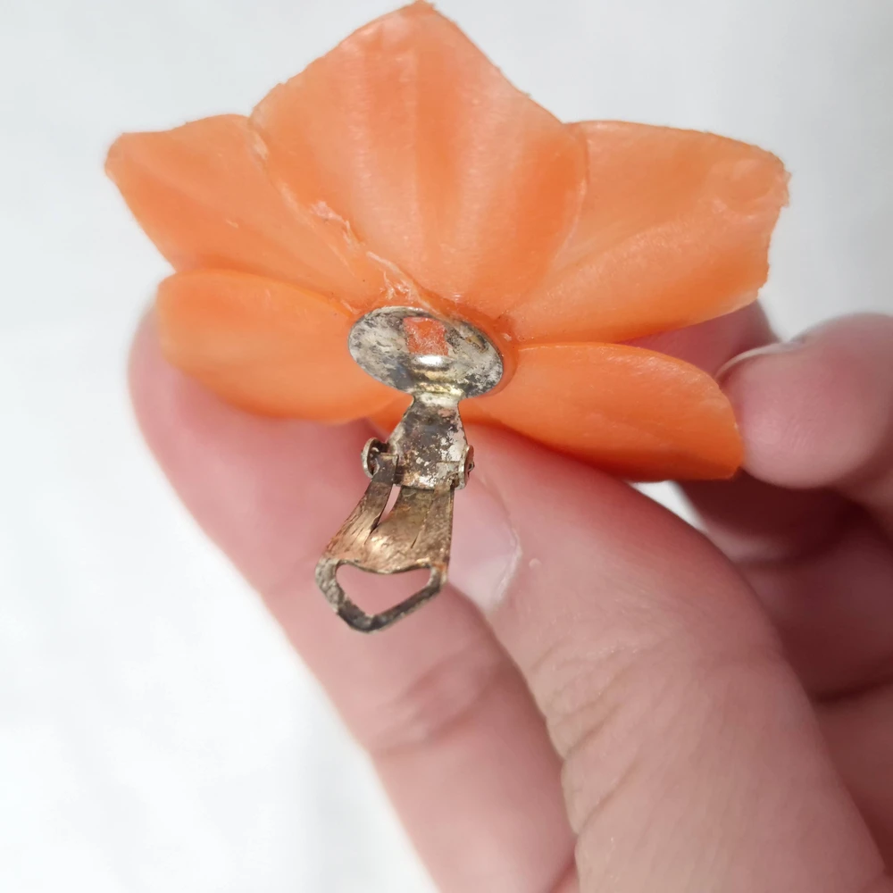 Orecchini arancioni a fiori vintage anni '50 - immagine 4