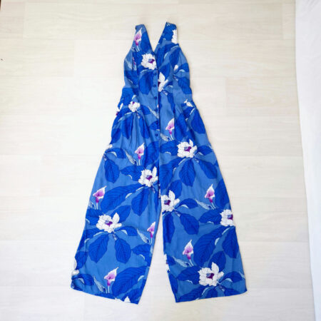 salopette blu a fiori