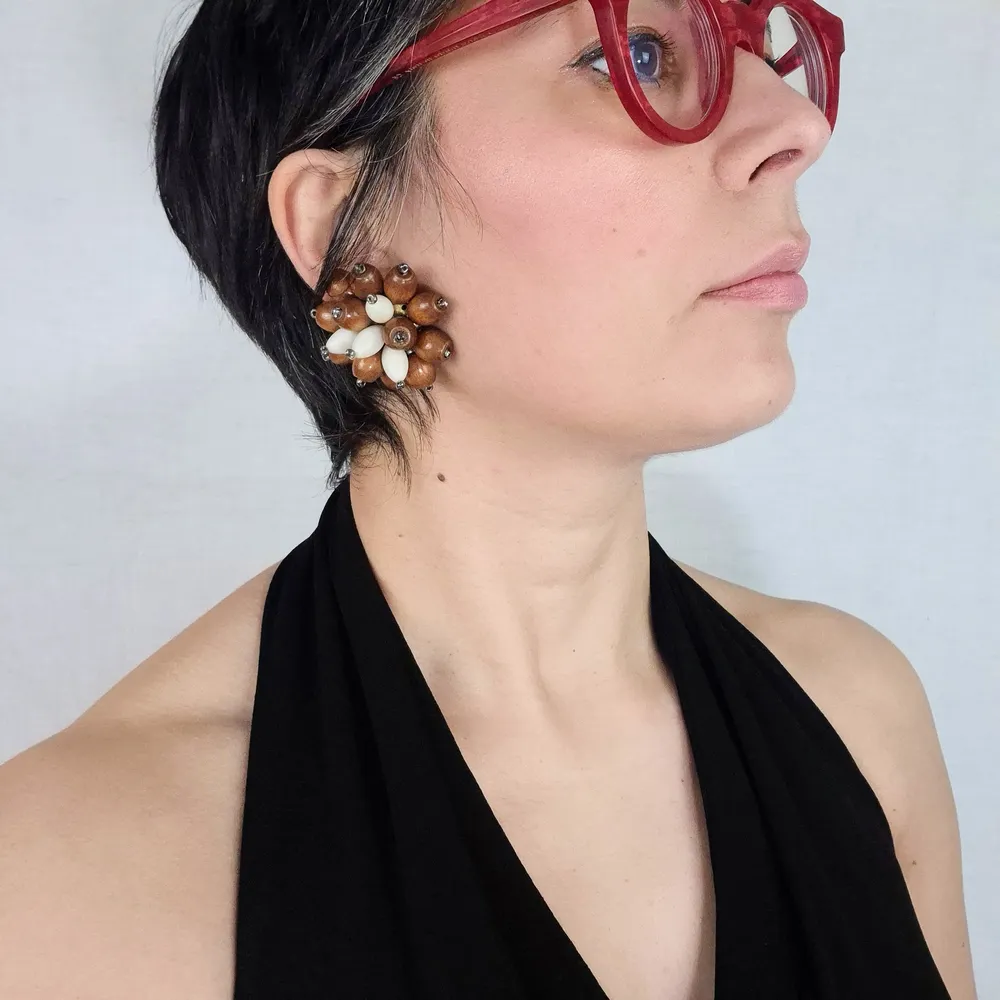 Orecchini in legno vintage anni '50