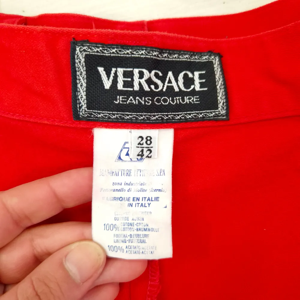 Versace Jeans Couture pantaloni rossi a vita alta