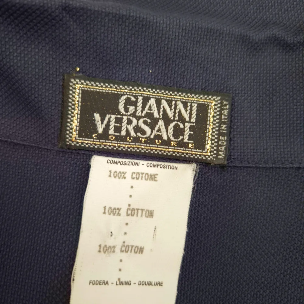 Gianni Versace Couture camicia smanicata navy blue