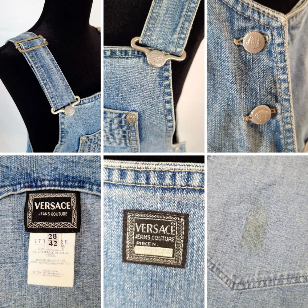 Salopette denim Versace anni '90 con mini gonna - immagine 10