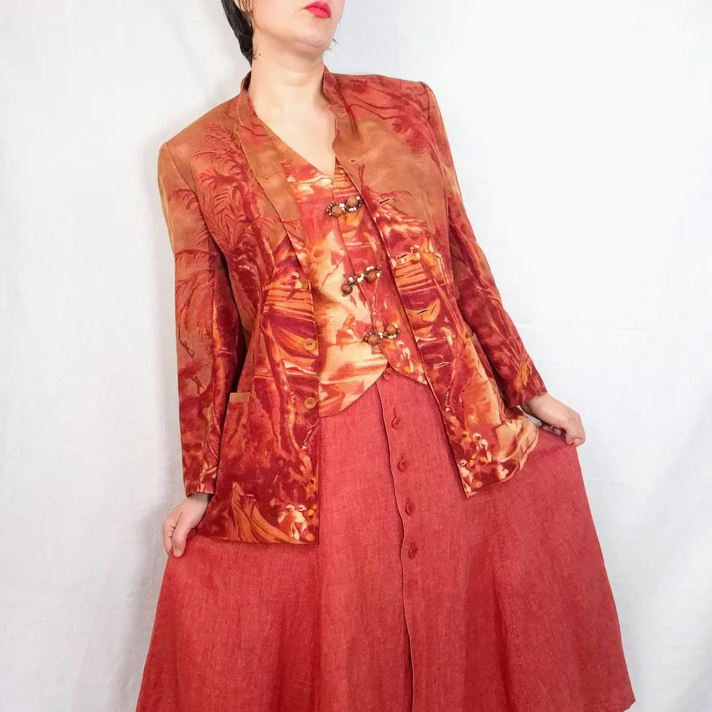 tailleur gonna rosso