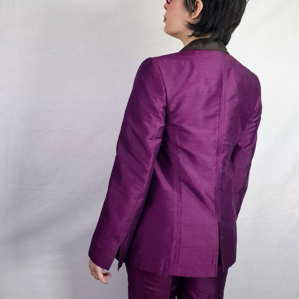 violet pants suit