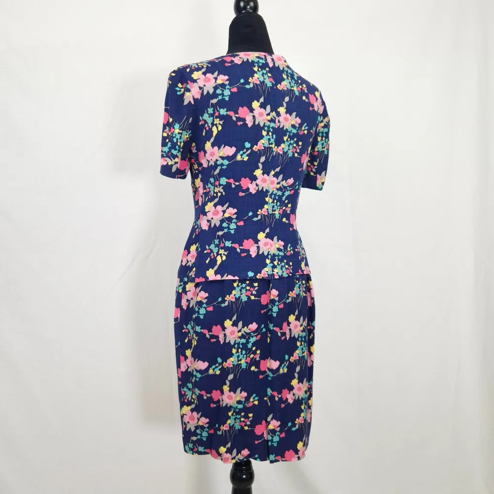 Completo blu a fiori vintage 80s