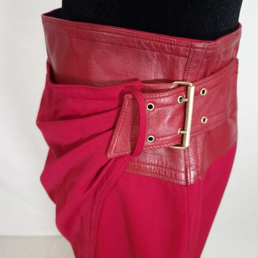 leather red skirt