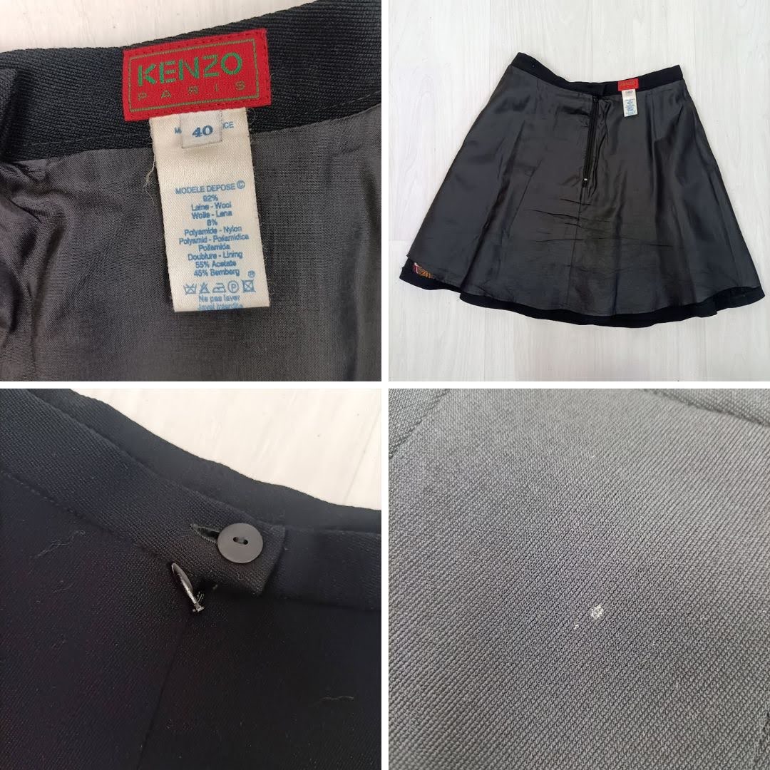 Gonna nera con ricami floreali Kenzo Paris vintage - immagine 7