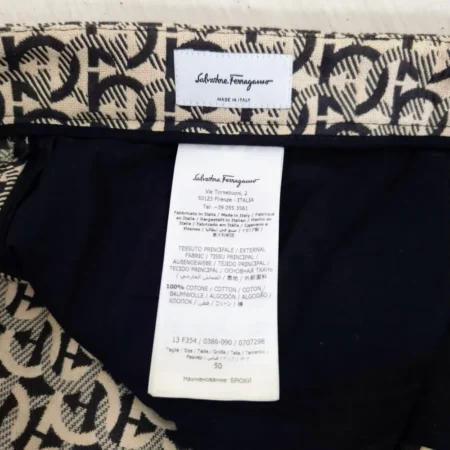 Ferragamo pantaloni in cotone con inserti in pelle