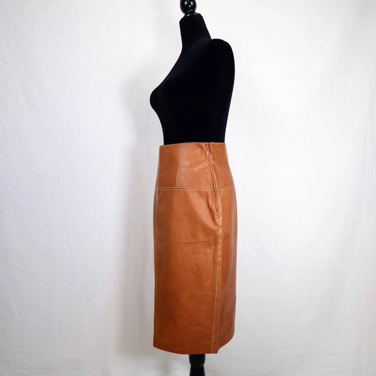 leather brown skirt